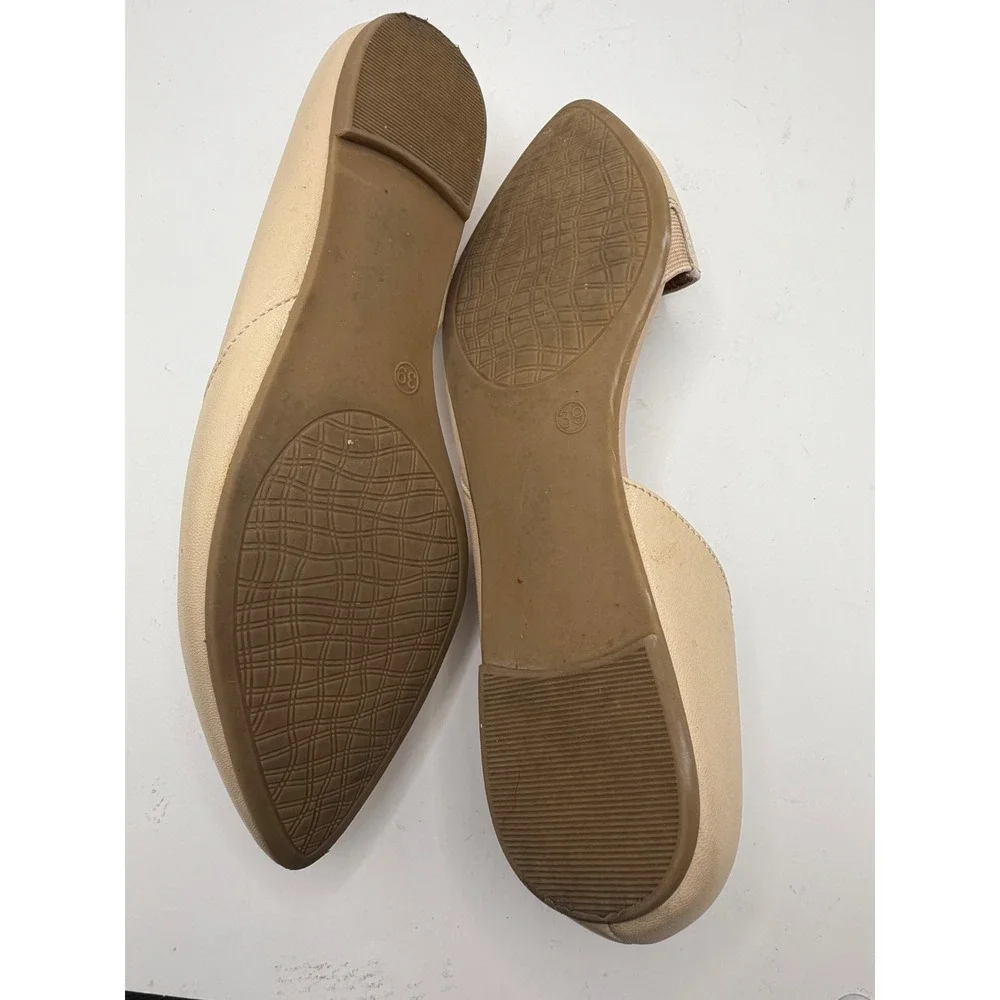 Michael‎ Shannon Alyssa Flats Women 9 Beige d'Orsay Pointed Toe Leather Preppy